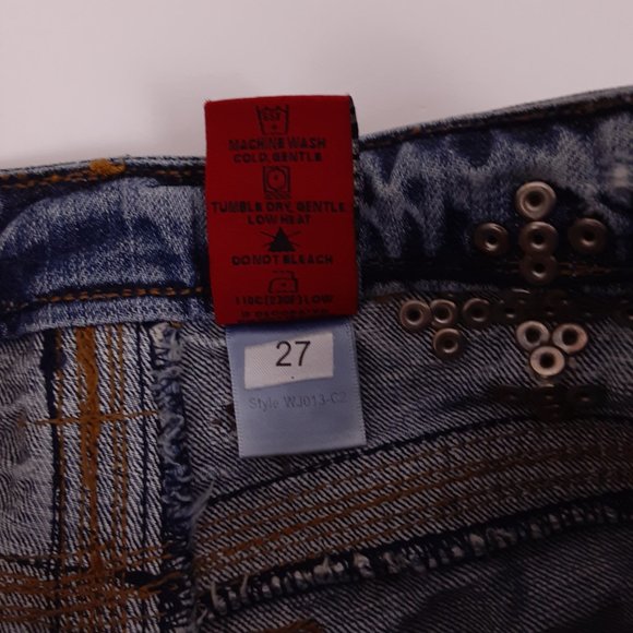 Western Denim Bank Jeans Embroidered 100% Cotton Size 27 - Picture 7 of 10